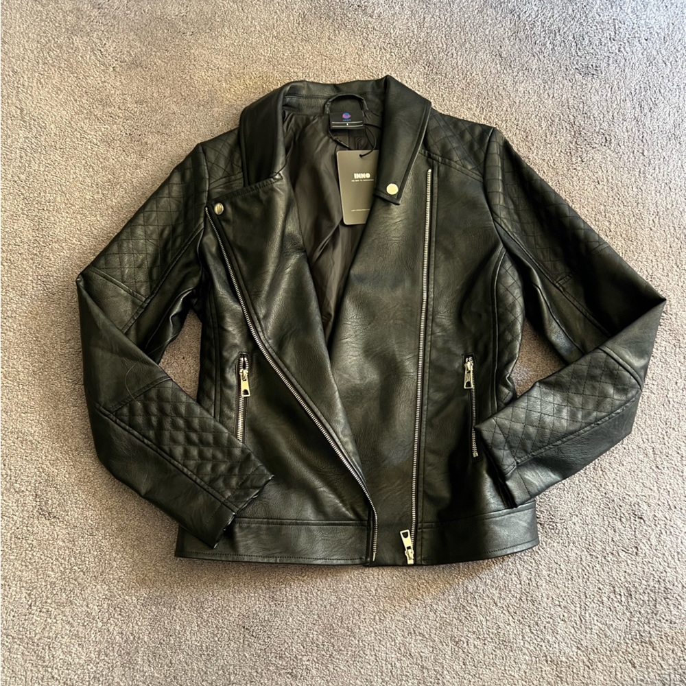 Black faux leather